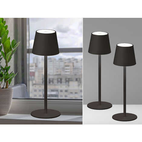 2er SET Akku Tischlampen Schwarz USB Kabel Sensor Dimmer, Höhe 38cm