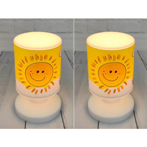 2er Set Akku Tischleuchte Sonne und Schmetterling, per USB aufladbar, Höhe 20cm