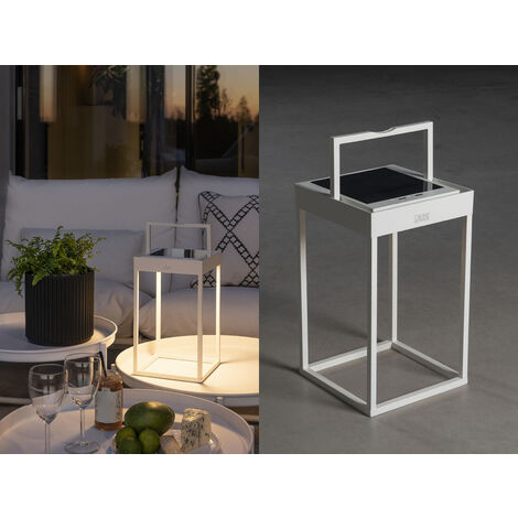 2er SET Akku Tischleuchten Outdoor weiß, Solar & USB aufladbar mit Wandhalterung
