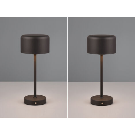 2er SET Akku Tischleuchten, per USB aufladbar, dimmbar, Schwarz, Höhe 30cm