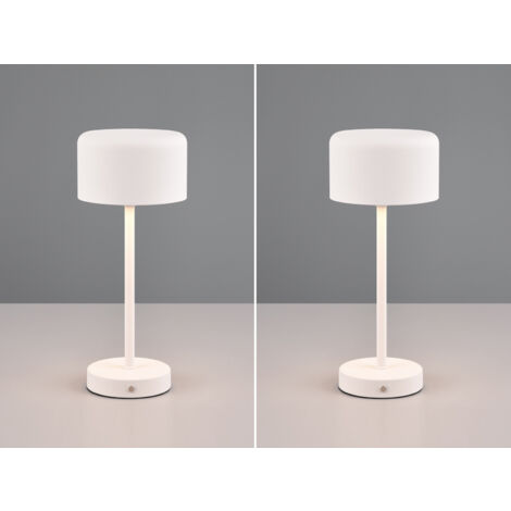 2er SET Akku Tischleuchten, per USB aufladbar, dimmbar, Weiß, Höhe 30cm