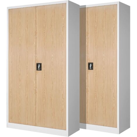 2er Set Aktenschrank C001H Büroschrank Metallschrank Stahlschrank Werkzeugschrank Stahlblech Pulverbeschichtet Flügeltürschrank Abschließbar 195 cm x 90 cm x 40 cm (anthrazit/weiß)