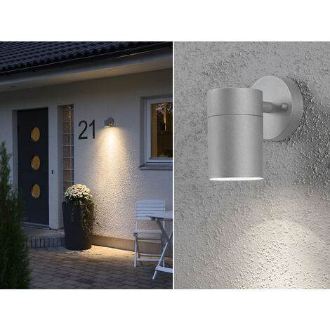 2er-Set Aluminium Downlight Wandleuchten MODENA grau, GU10, Höhe 13 cm, IP44