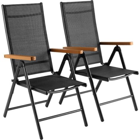 2er Set Aluminium Klappstuhl Gartenstuhl Campingstuhl Balkonstühle Hochlehner 7-fach verstellbar (Graubraun)