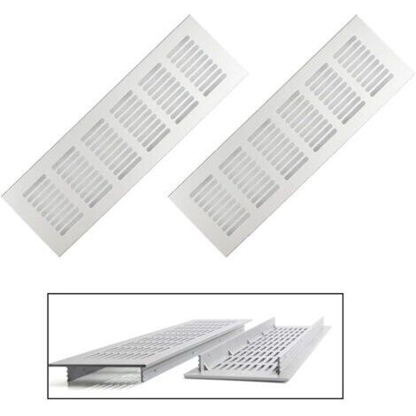 2er Set Aluminium-Lüftungsgitter 80x250 mm, rechteckig, für Außen- und Schrankbelüftung, Weiß