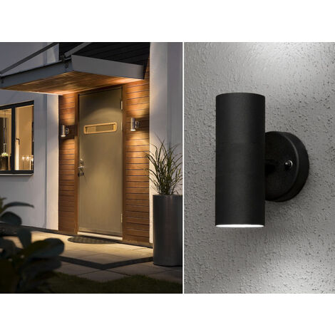 2er-Set Aluminium Up-Down Wandleuchte MODENA schwarz, GU10, Höhe 17 cm, IP23