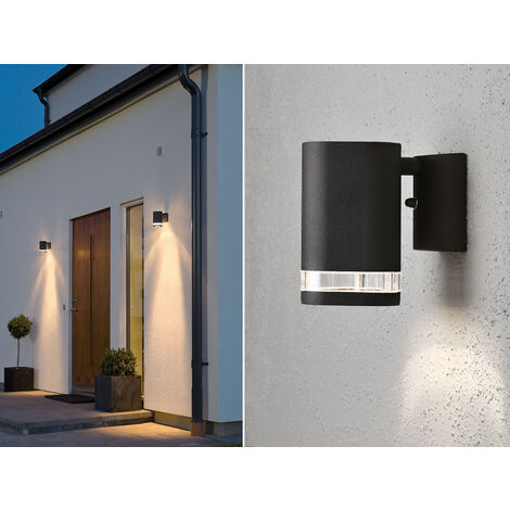 2er-Set Aluminium Wandleuchte MODENA schwarz, GU10, Höhe 13,5 cm, IP44