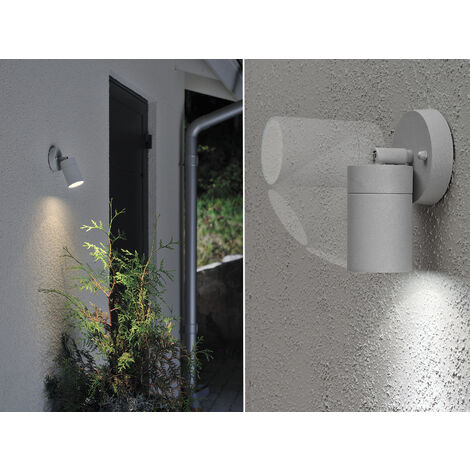 2er-Set Aluminium Wandspot MODENA grau, GU10, Höhe 15cm, IP44