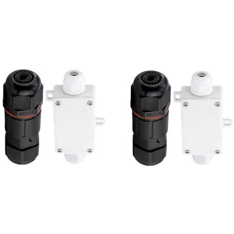 2er Set Anschluss Verbinder / Rundverbinder mit Connection Box & Connector IP65