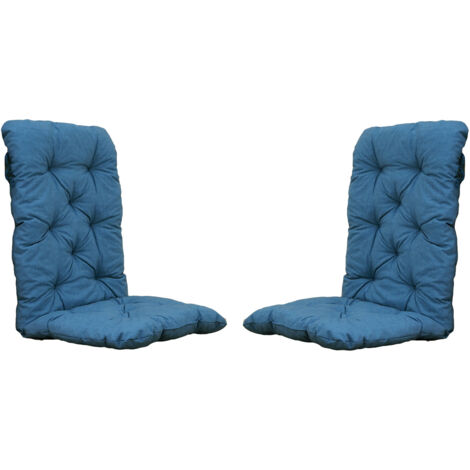 2er Set Auflagen Sitzkissen Sitzpolster Hochlehner, 120x50x8 cm blau/grau