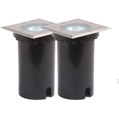 2er SET Außen Bodeneinbaustrahler 11 x 11cm IP65, Edelstahl, bis 1500 kg