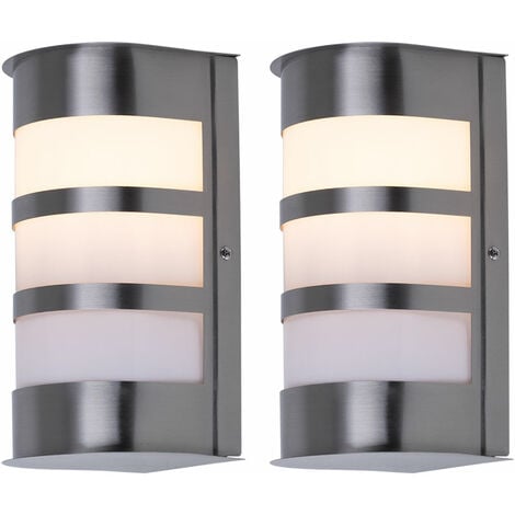 ETC-SHOP 2er Set Außen Leuchten Edelstahl Haus Wand Lampen Hof Einfahrt Strahler IP44
