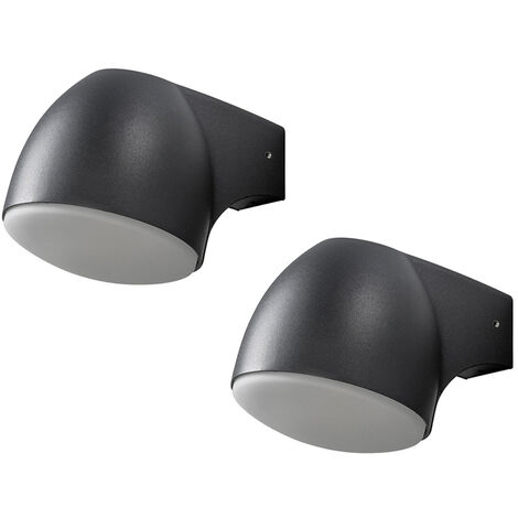 2er Set Außenwandleuchte Downlight FERRERA Alu schwarz, High Power LED, H. 13cm