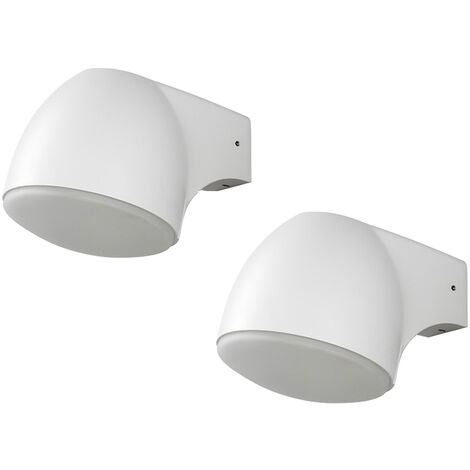 2er Set Außenwandleuchte Downlight FERRERA Alu weiß, High Power LED, Höhe 13cm