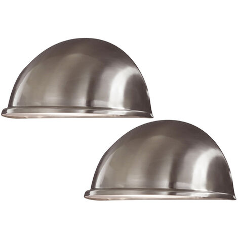 2er Set Außenwandleuchte Downlight TORINO Edelstahl, 28x13,5 cm, Hausbeleuchtung