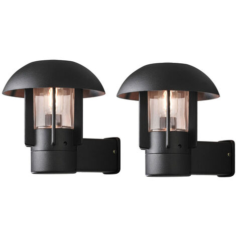 2er Set Außenwandleuchte HEIMDAL, Aluminium schwarz / Glas klar, E27 Fassung