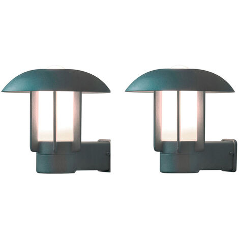 2er Set Außenwandleuchte HEIMDAL, Aluminium Silbergrau/ Glas opal, E27 Fassung
