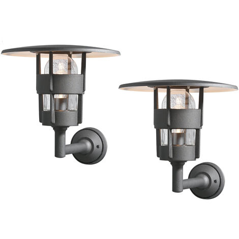 2er Set Außenwandleuchte / Laterne FREJA, Alu schwarz, Hausbeleuchtung modern
