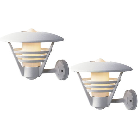 2er Set Außenwandleuchte, Laterne GEMINI weiß / Opalglas, Hausbeleuchtung modern