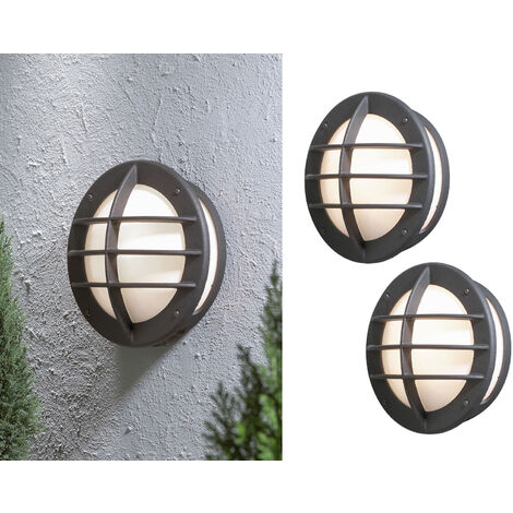 2er Set Außenwandleuchte / Wandlampe ODEN 31cm, Alu schwarz, Acrylglas weiß