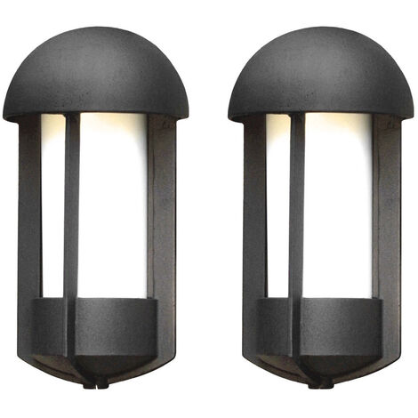 2er Set Außenwandleuchte / Wandlampe TYR, Alu schwarz lackiert, Acrylglas opal