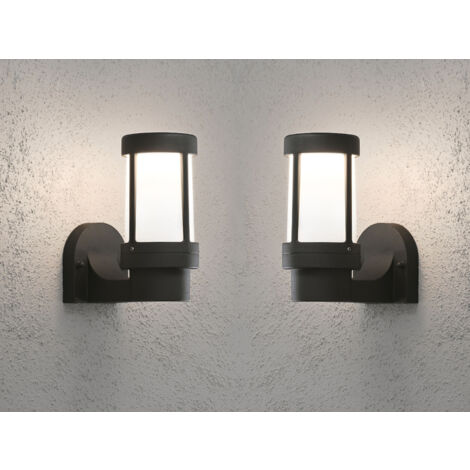 2er SET Außenwandleuchten aus Aluminium Schwarz mit Acrylglas, Höhe 23,5cm