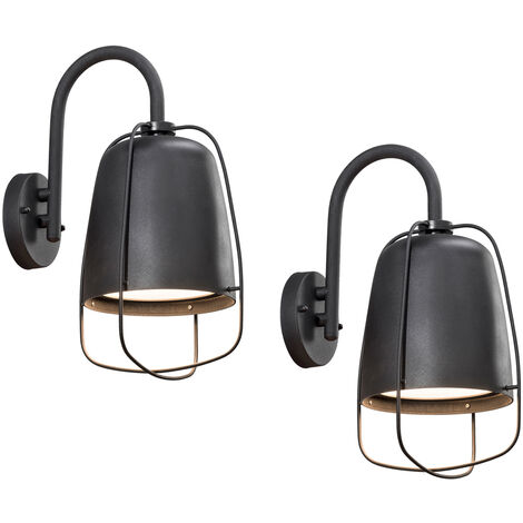 2er-Set Außenwandleuchten PERUGIA, Aluminium schwarz, E27, IP44