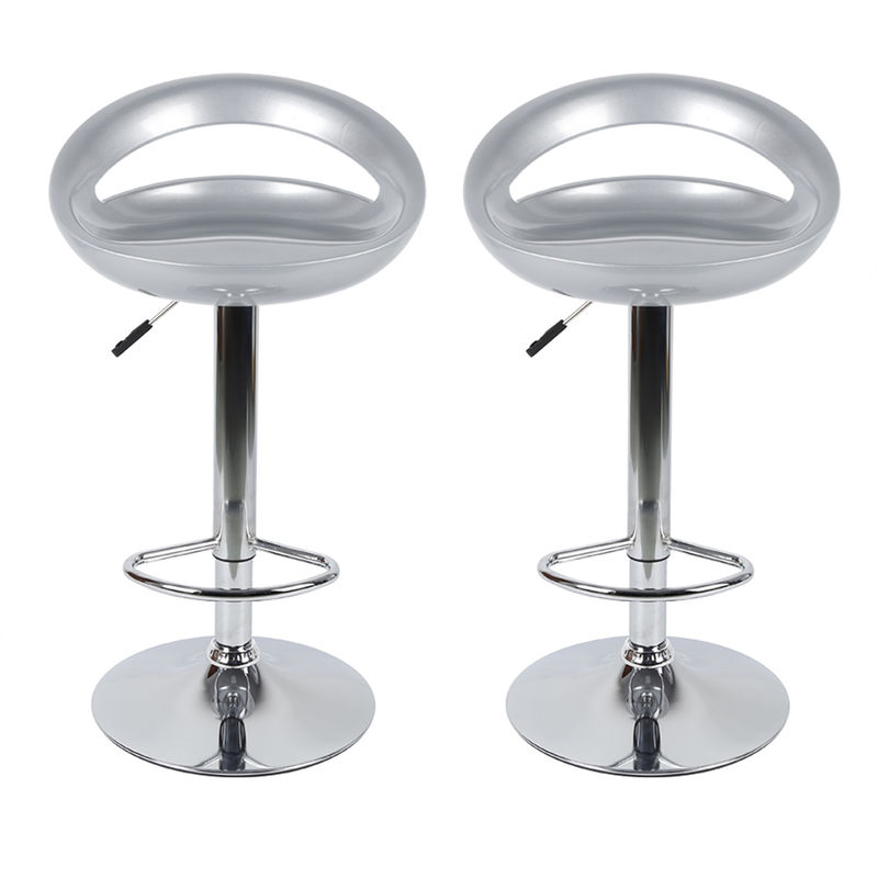 2er-Set Barhocker abs 360°frei drehbar höhenverstellbar mit Fußstütze für Küche | Grau |