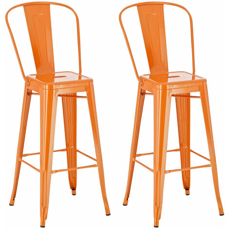 2er Set Barhocker Aiden Metall orange