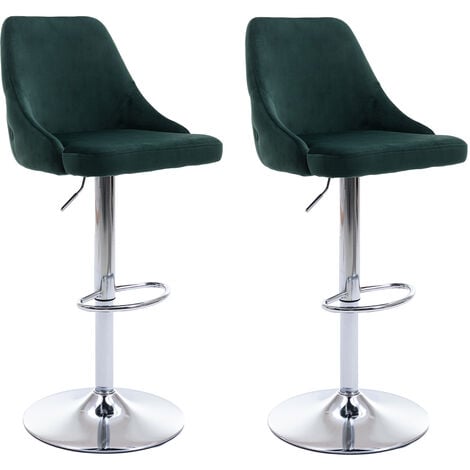 WAHSON OFFICE CHAIRS 2er Set Barhocker aus Samt Bistrohocker mit Rücklehne Barstuhl höhenverstellbar für Kücheninsel, Grün