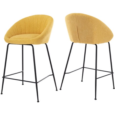 WAHSON OFFICE CHAIRS 2er Set Barhocker aus Stoff Barstuhl mit Lehne Tresenhocker mit Metallbeine Küche, Grau