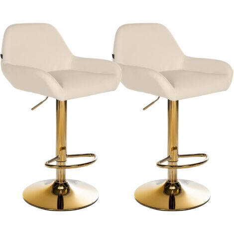 2er Set Barhocker Braga Gold Kunstleder creme