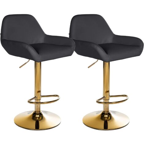2er Set Barhocker Braga Gold Kunstleder schwarz
