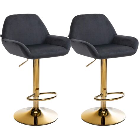 2er Set Barhocker Braga Gold Samt schwarz