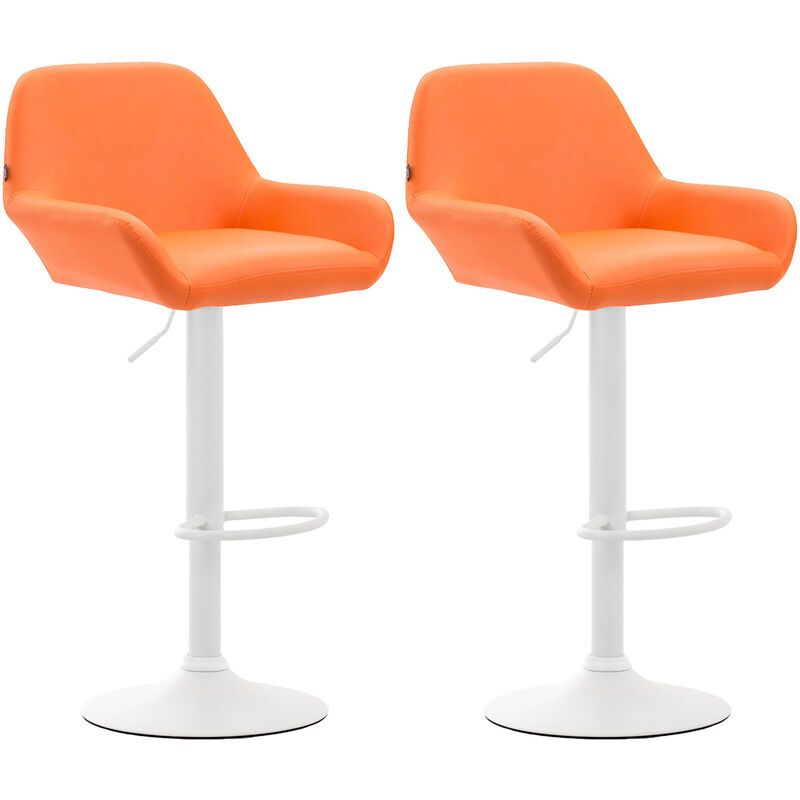 Clp - 2er Set Barhocker Braga Kunstleder Orange Weiß