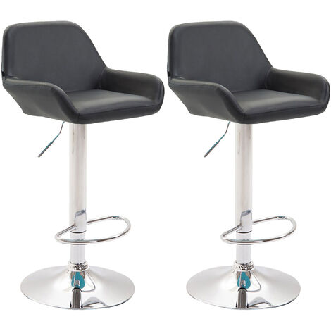 2er Set Barhocker Braga Kunstleder schwarz chrom