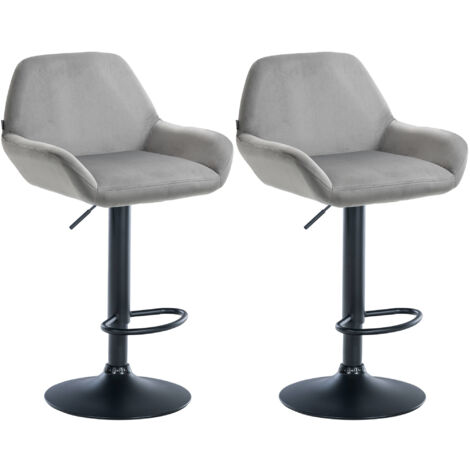 2er Set Barhocker Braga Samt grau Metall matt schwarz