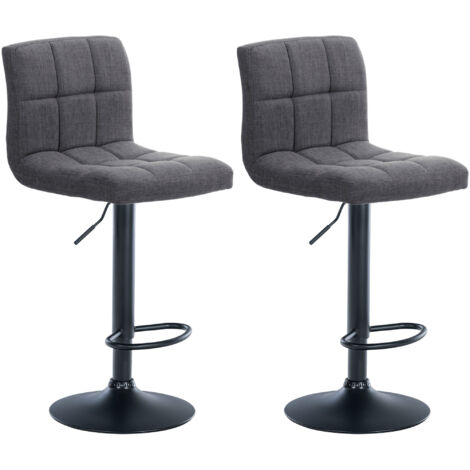 2er Set Barhocker Calma Stoff hellgrau Metall matt schwarz