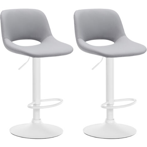 2er Set Barhocker Camden Kunstleder grau Metall matt weiss