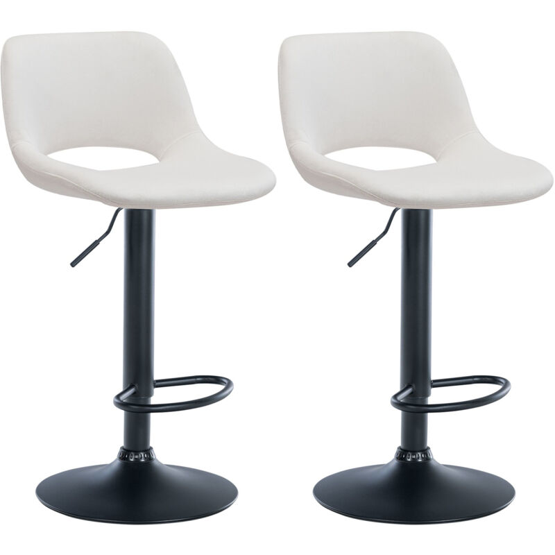 Clp - 2er Set Barhocker Camden Samt Creme Metall Matt Schwarz