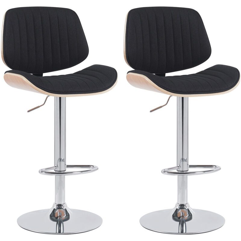 Clp - 2er Set Barhocker Clawson Stoff Natura/schwarz Chrom