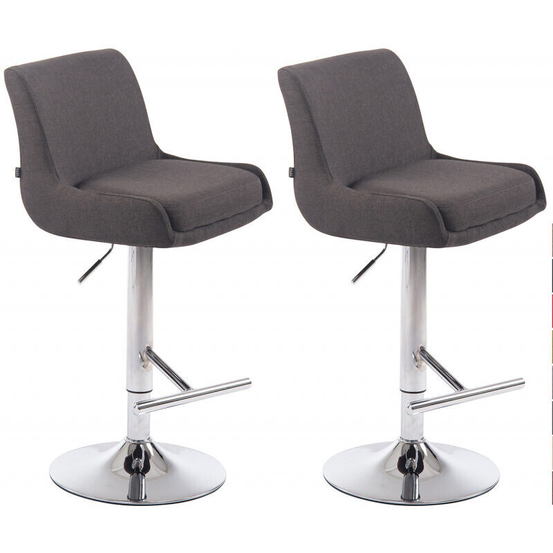 Clp - 2er Set Barhocker Club Stoff Dunkelgrau Chrom