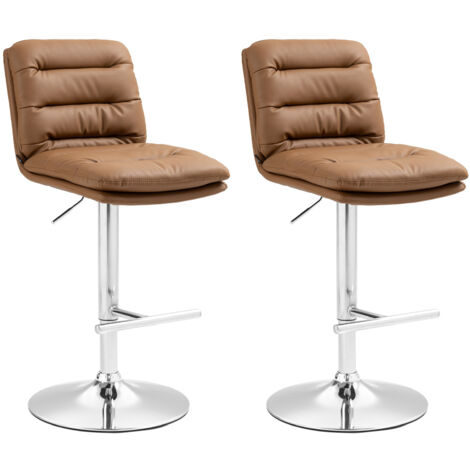2er Set Barhocker Damar Kunstleder hellbraun chrom