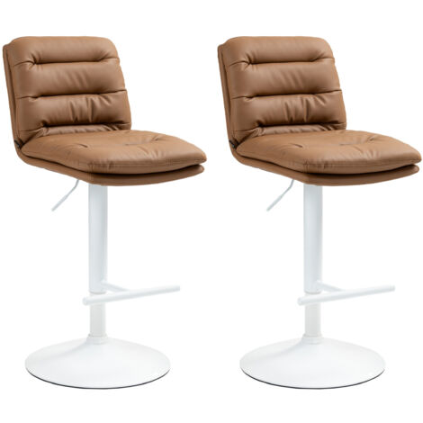 2er Set Barhocker Damar Kunstleder hellbraun weiß