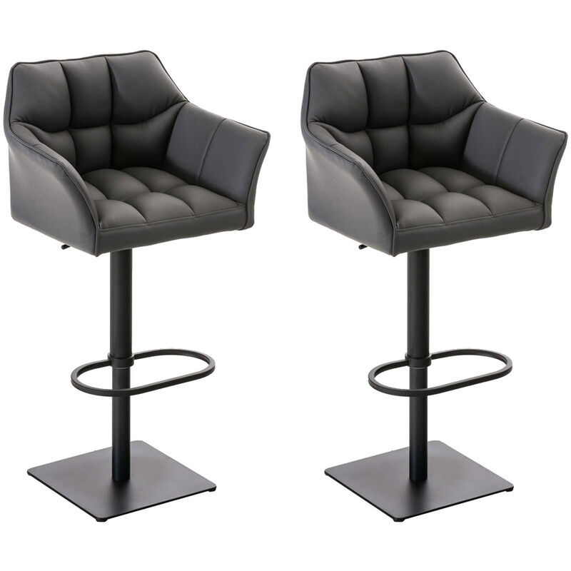 Clp - 2er Set Barhocker Damaso Kunstleder Grau Schwarz