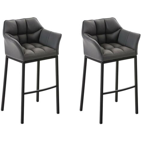 2er Set Barhocker Damaso Kunstleder mit Vierfußgestell grau schwarz