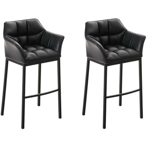 2er Set Barhocker Damaso Kunstleder mit Vierfußgestell schwarz schwarz