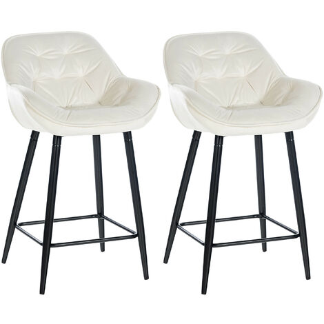 2er Set Barhocker Gibson Samt Sitzhöhe 76 cm creme