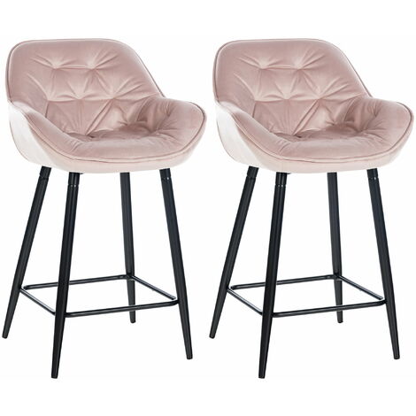 2er Set Barhocker Gibson Samt Sitzhöhe 76 cm pink