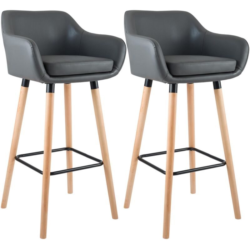 Clp - 2er Set Barhocker Grant Kunstleder Grau